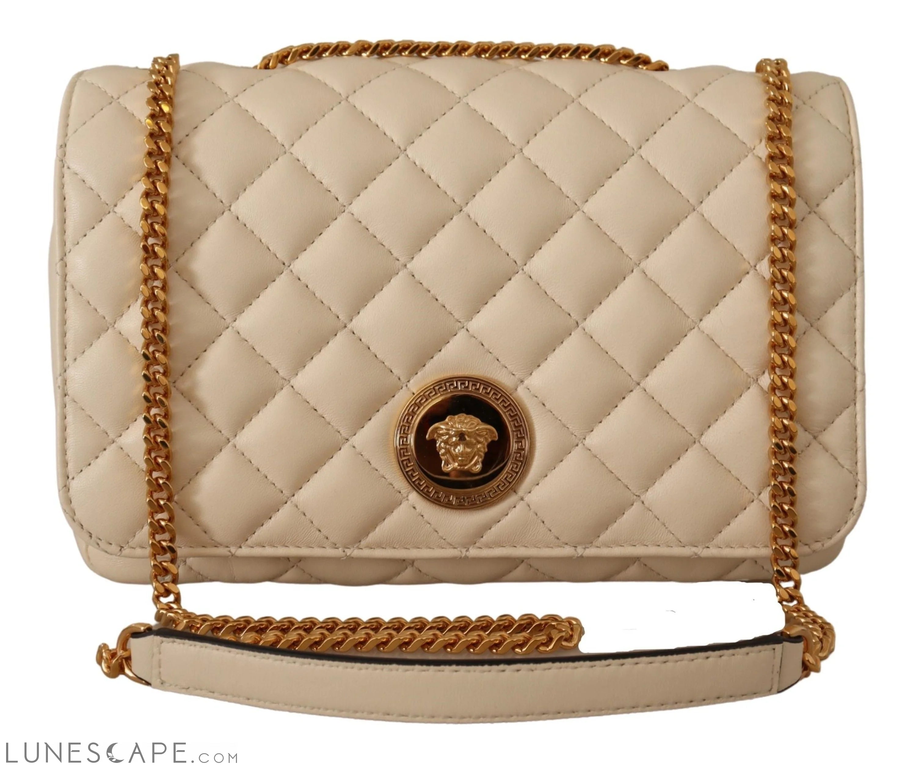 Versace Elegant White Nappa Leather Shoulder Bag