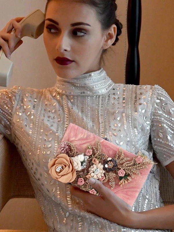 Odette Women Pink Designer Artistic Clutch