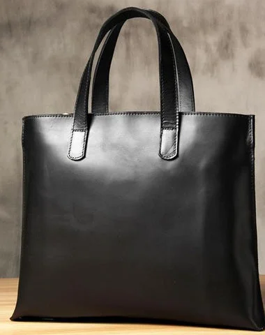 Handmade Leather Vintage Mens Black Handbag Briefcase Shoulder Bag for Men