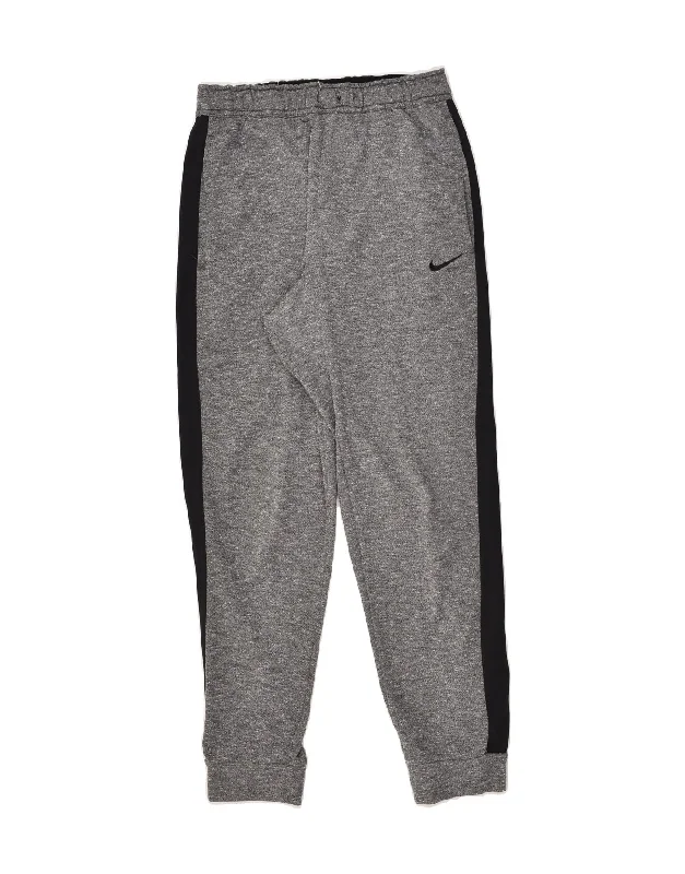 NIKE Mens Dri Fit Tracksuit Trousers Joggers Small Grey Colourblock