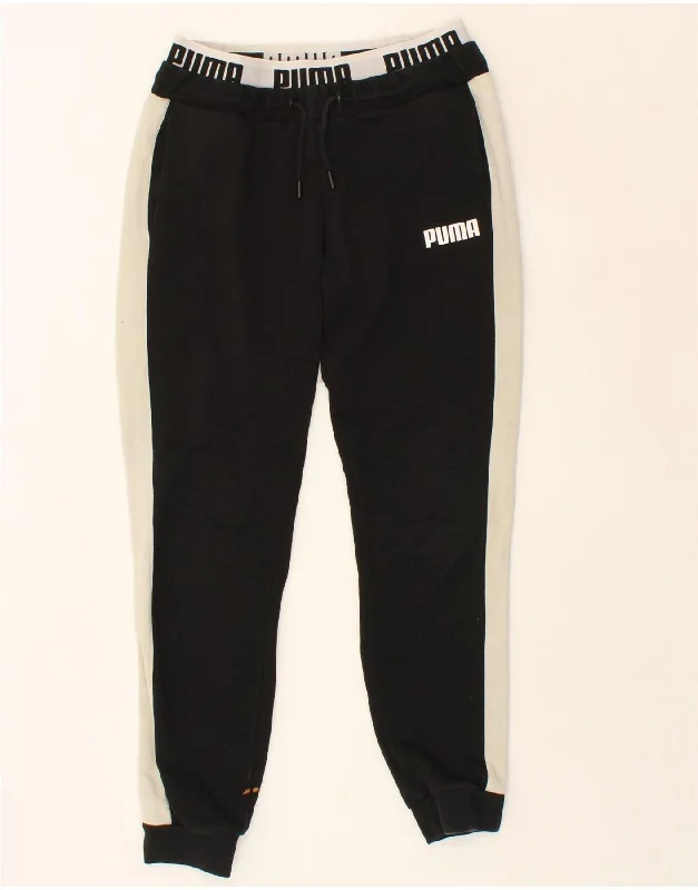 PUMA Womens Graphic Tracksuit Trousers Joggers UK 14 Medium Black