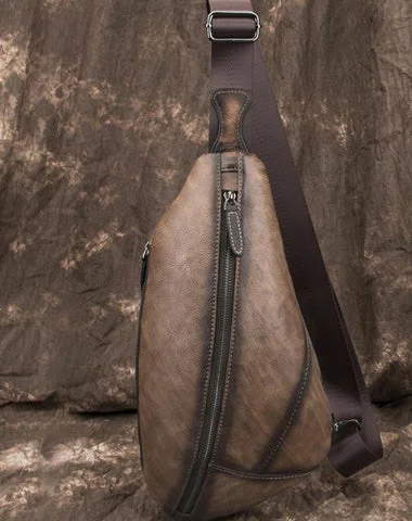 Brown Cool LEATHER MENS Retro Tan Sling Bag One Shoulder Backpack Blue Chest Bags For Men Brown Cool LEATHER MENS Retro Tan Sling Bag One Shoulder Backpack Blue Chest Bags For Men
