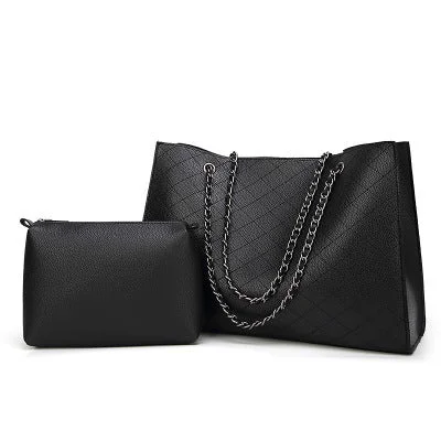 2pcs/Set Vintage Shoulder Bag Female Causal Totes for Daily Simple Solid Color Women PU Leather Handbag Bolsa Feminina B-19545