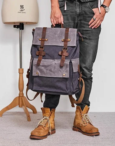 Canvas Leather Mens Backpack 15 inches Travel Green Backpacks Satchel Backpack Canvas School Backpack for Men Canvas Leather Mens Backpack 15 inches Travel Green Backpacks Satchel Backpack Canvas School Backpack for Men