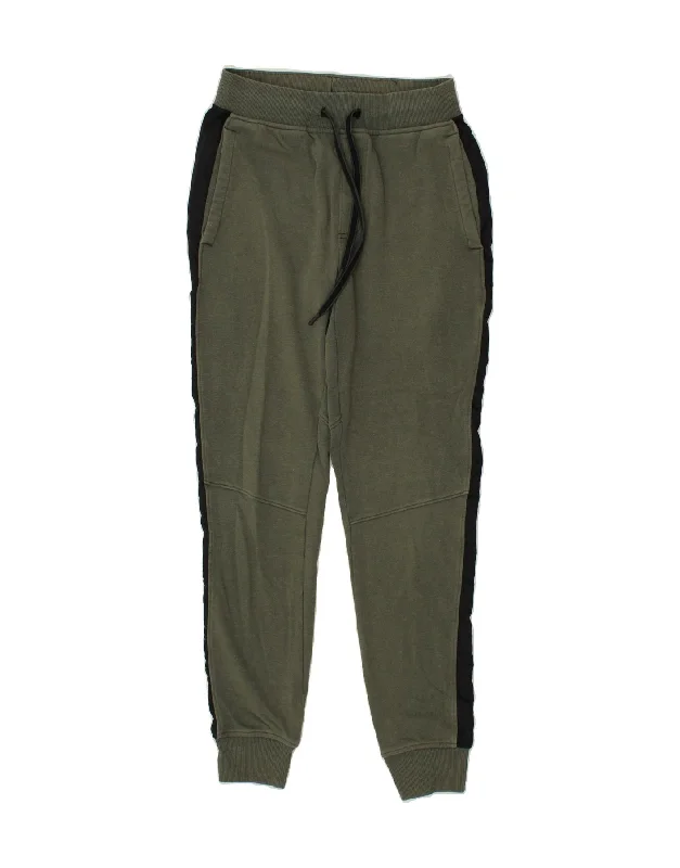 UNDER ARMOUR Mens Tracksuit Trousers Joggers Small Khaki Colourblock