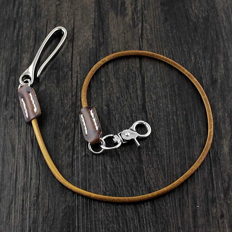16'' Handmade Badass Tan Leather Long Wallet Chain Cool Punk Rock Biker Wallet Chain Trucker Wallet Key Chain for Men 16'' Handmade Badass Tan Leather Long Wallet Chain Cool Punk Rock Biker Wallet Chain Trucker Wallet Key Chain for Men