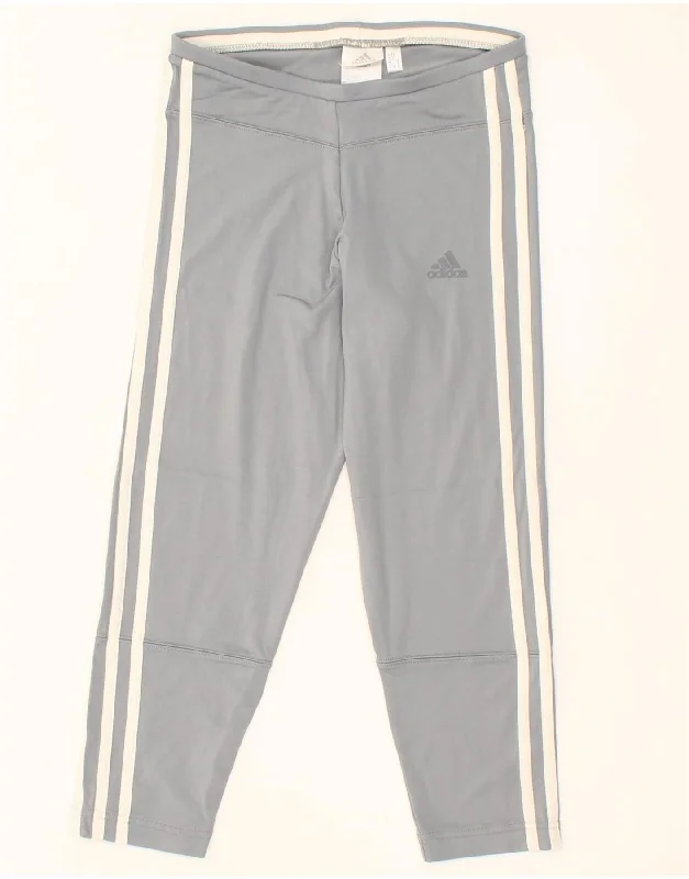 ADIDAS Womens Climalite Capri Leggings UK 12 Medium Grey Polyamide