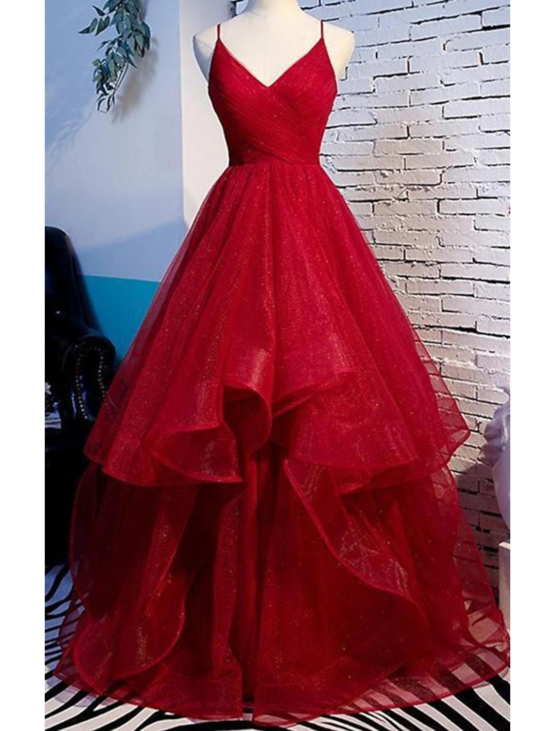 A-Line Prom Dresses Sexy Dress Party Wear Floor Length Sleeveless Spaghetti Strap Tulle with Ruffles A-Line Prom Dresses Sexy Dress Party Wear Floor Length Sleeveless Spaghetti Strap Tulle with Ruffles