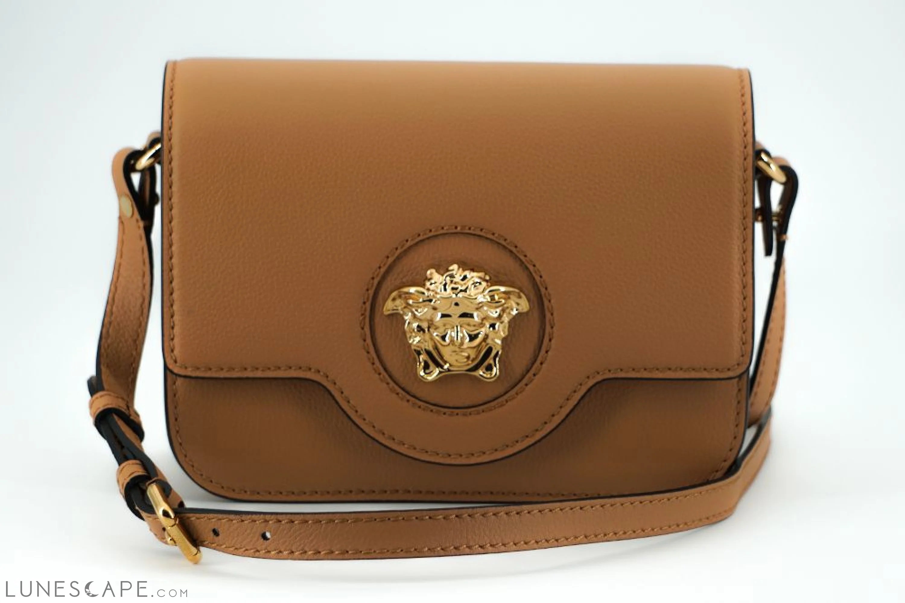 Versace Elegant Calf Leather Shoulder Bag in Brown