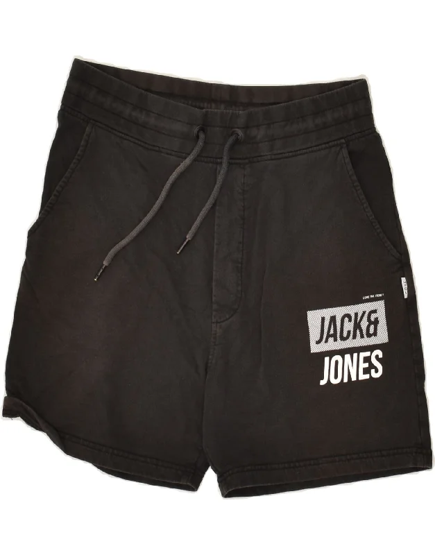 JACK & JONES Mens Graphic Sport Shorts Small Black Cotton
