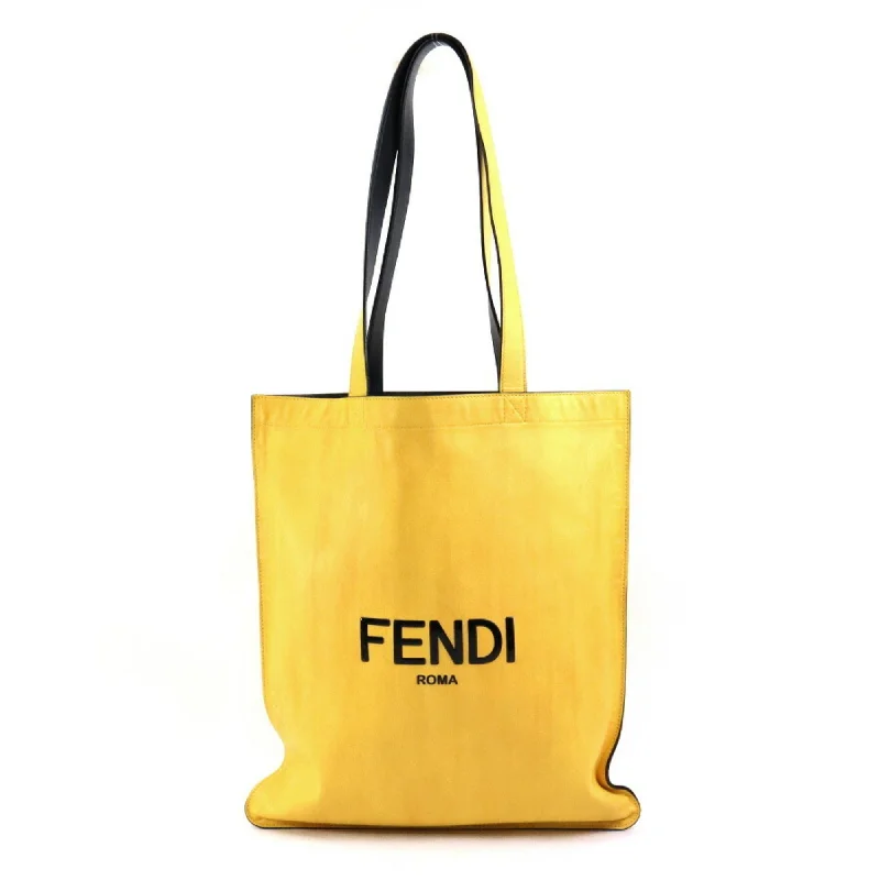 Fendi  yellow Leather Shoulder Bag Tote Bag (Pre-Owned)