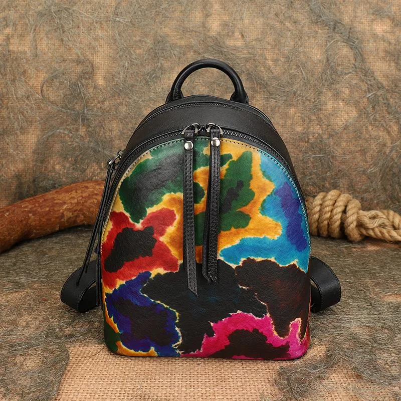 Ladies Western Backpack Purse Small Leather Rucksack For Women