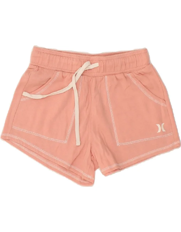 HURLEY Womens Sport Shorts UK 6 XS  Pink Cotton