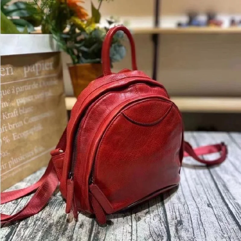 Small Ladies Leather Backpack Purse Rucksack Bag For Women