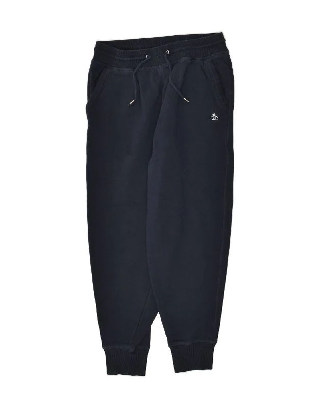 PENGUIN Mens Tracksuit Trousers Joggers Medium Navy Blue Cotton