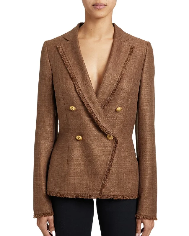 Santorelli   Alaia Double Breasted Wool & Silk-Blend Jacket