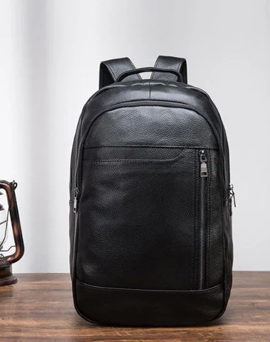 Black Cool Mens Leather College Backpack Laptop Backpack Black Travel Backpack for Men Black Cool Mens Leather College Backpack Laptop Backpack Black Travel Backpack for Men