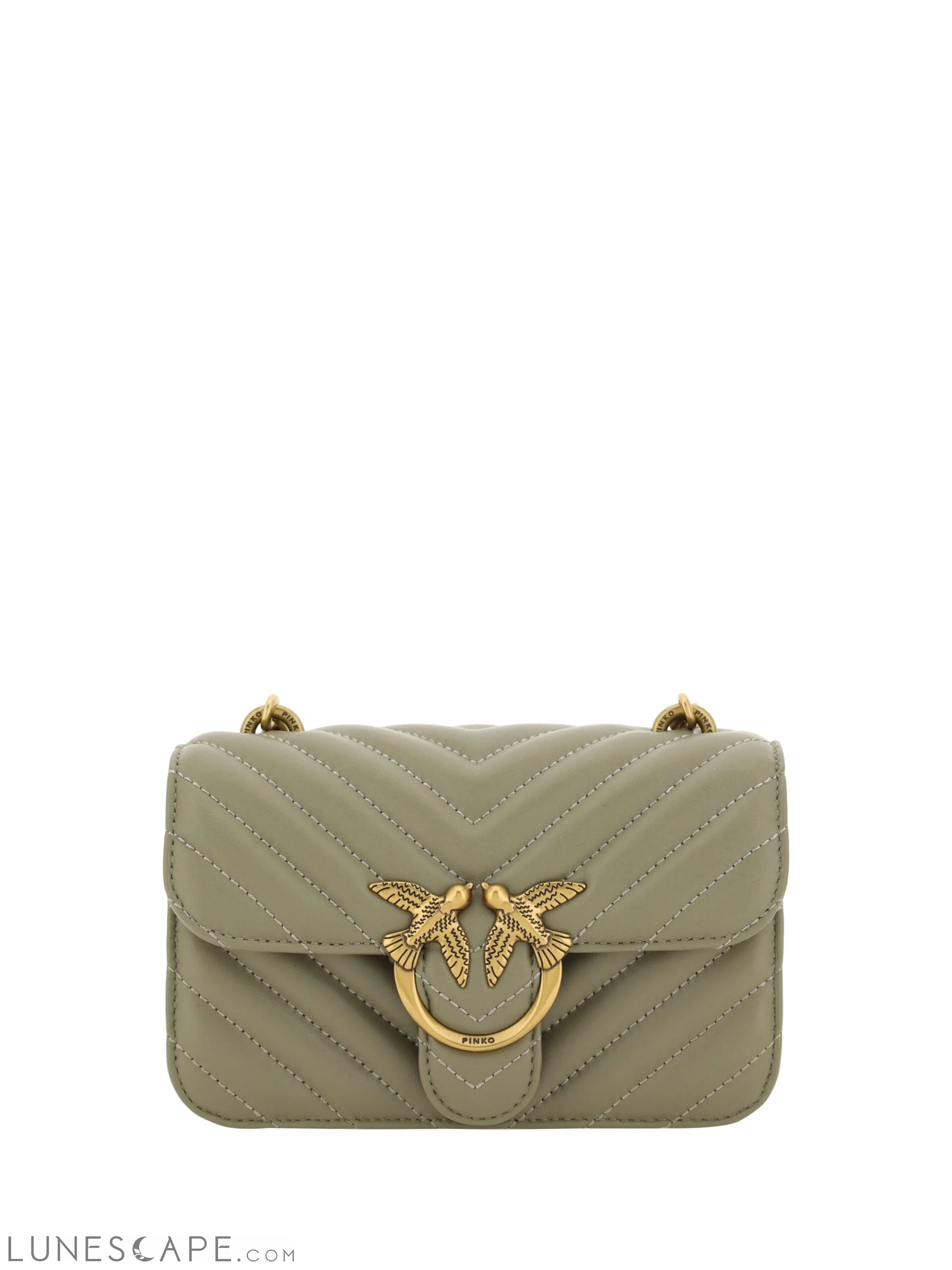 PINKO Chic Mini Love Bell Shoulder Bag in Noce Green
