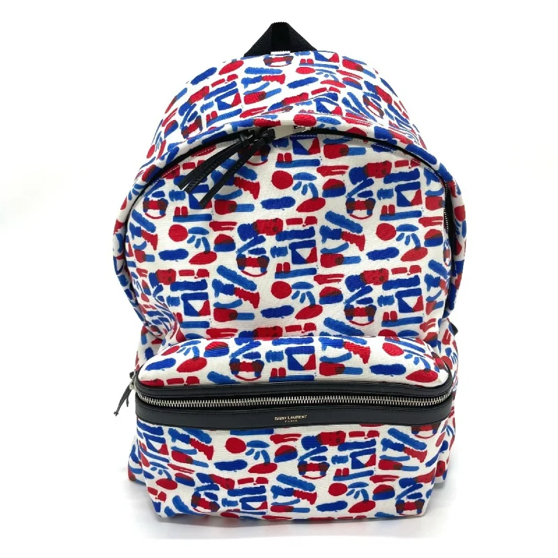 Saint Laurent blue  Color  Leather Canvas Backpack (Pre-Owned)