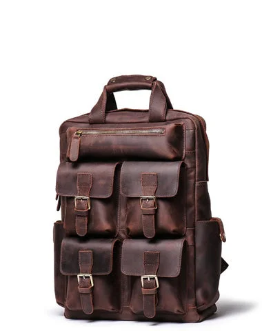 Cool Brown Mens Leather Dark Brown 15" Backpack Travel Backpack College Backpack Computer Backpack for Men Cool Brown Mens Leather Dark Brown 15" Backpack Travel Backpack College Backpack Computer Backpack for Men