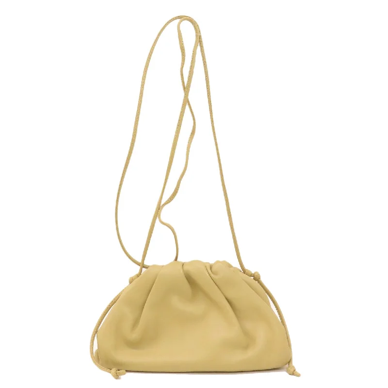 BOTTEGAVENETA Shoulder Bag Calfskin beige Gamaguchi Shoulder Women Used Authentic