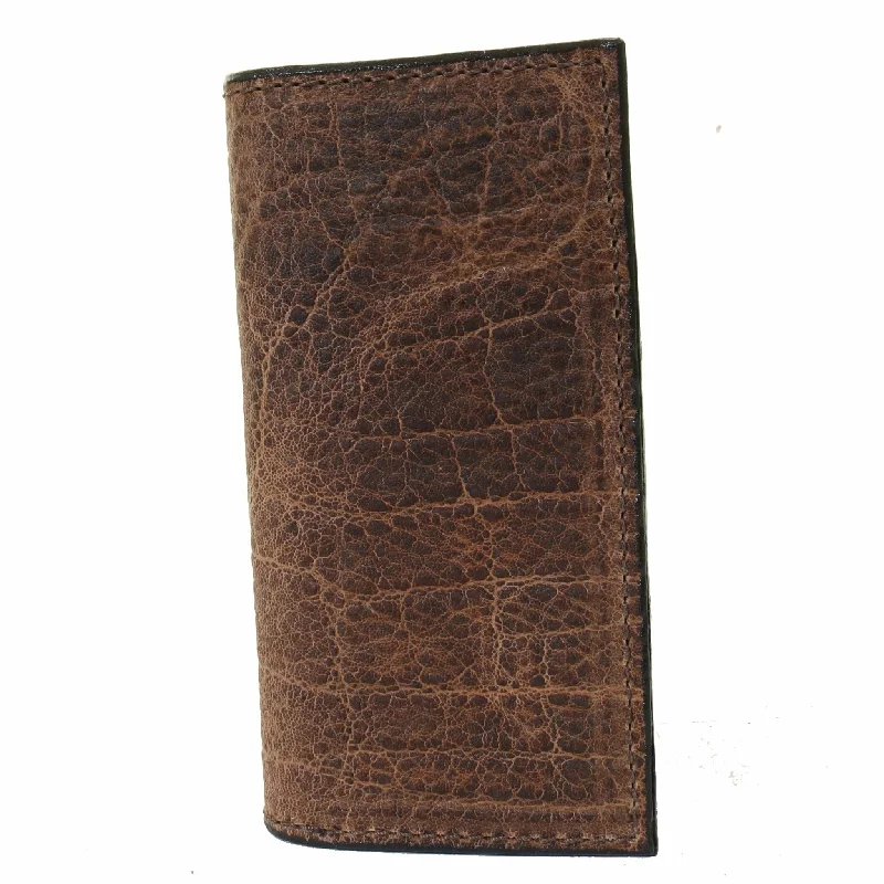 CB53 - Saddle Tan Elephant Print Checkbook Wallet