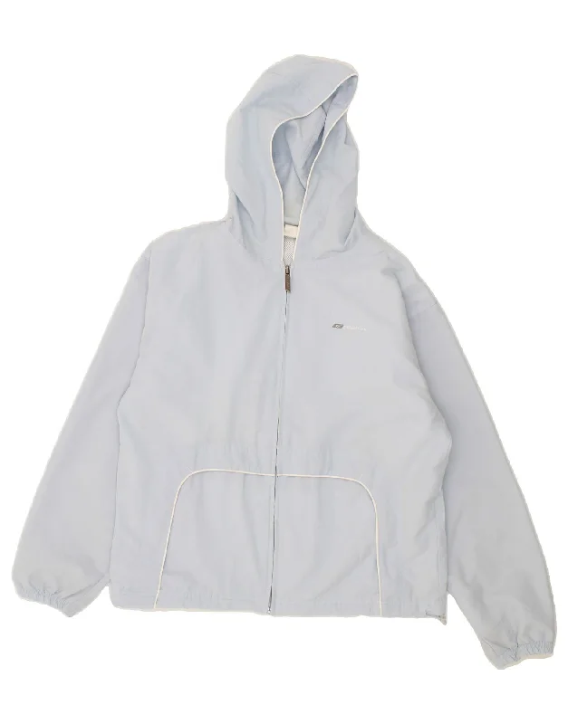 REEBOK Womens Hooded Tracksuit Top Jacket UK 16 Large Blue Polyester