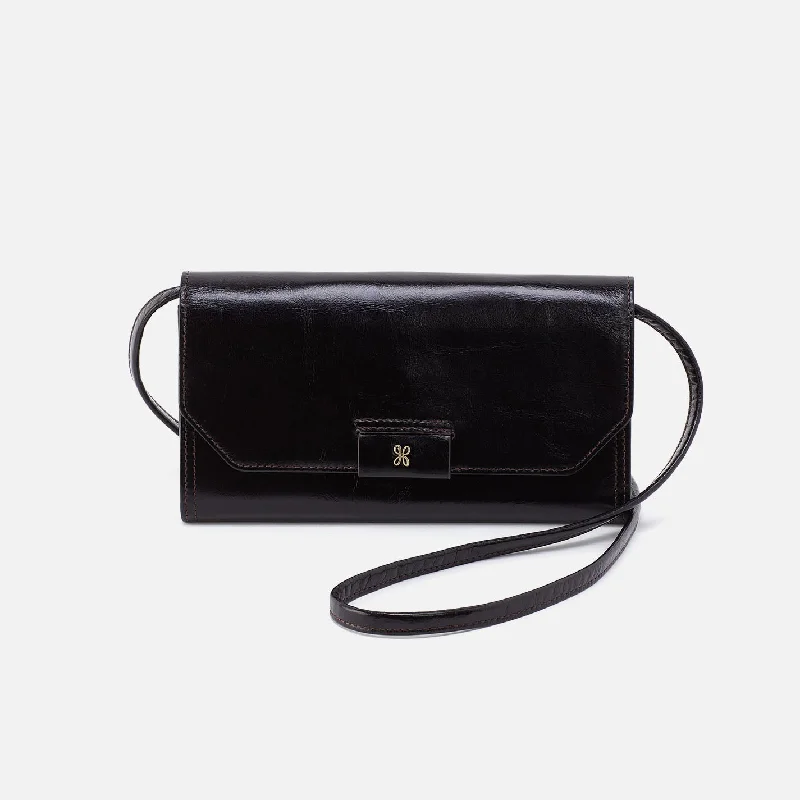 Romy Wallet Crossbody In Polished Leather - Black