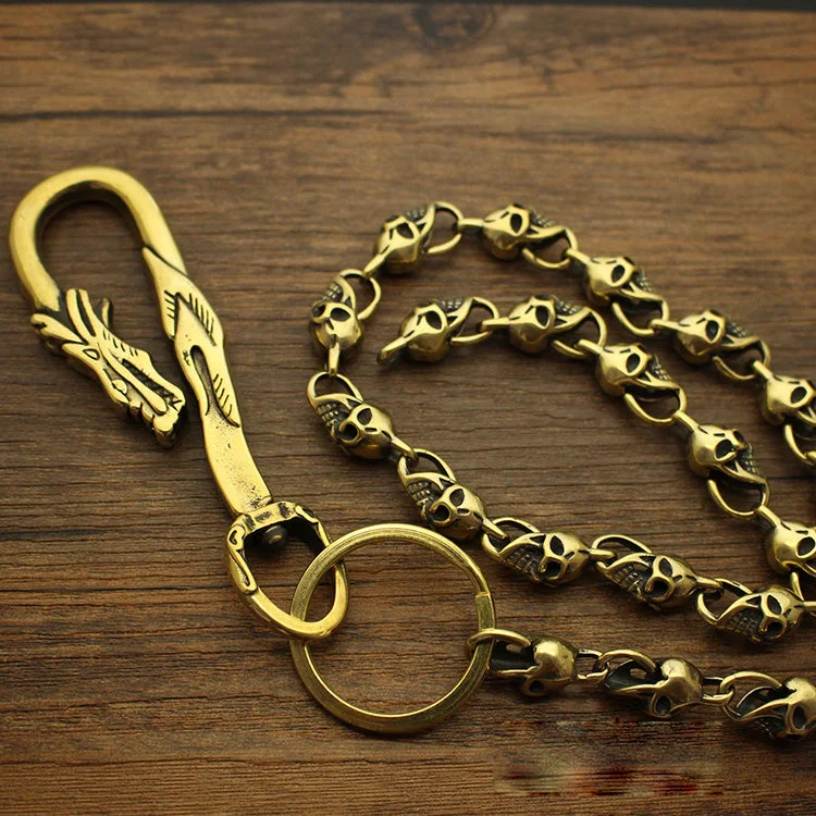 Fashion Brass 18" Mens Skull Key Chain Pants Chain Wallet Chain Motorcycle Wallet Chain for Men Fashion Brass 18" Mens Skull Key Chain Pants Chain Wallet Chain Motorcycle Wallet Chain for Men