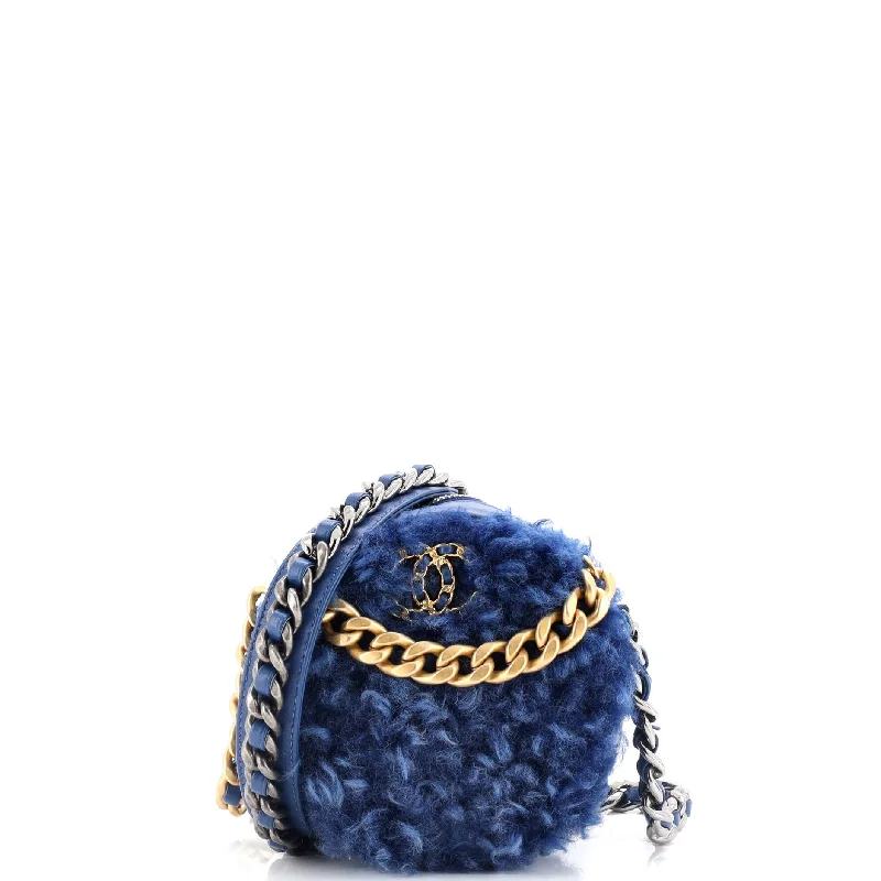 19 Round Clutch with Chain Quilted Shearling