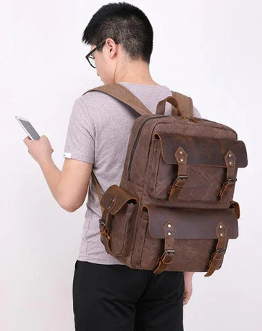 Cool Leather Mens 14 inches Brown Backpack Large Cool Vintage Large Travel Backpack for Men Cool Leather Mens 14 inches Brown Backpack Large Cool Vintage Large Travel Backpack for Men