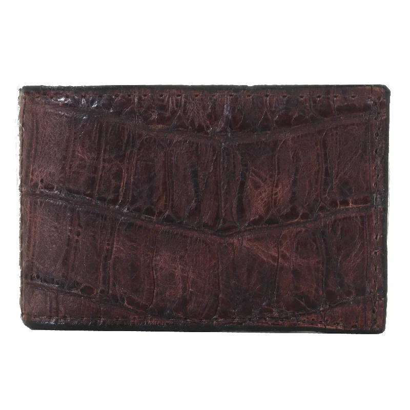 MC140 - Cognac Knife Tail Gator Print Money Clip
