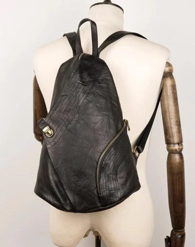 Cool Black Leather Mens Sling Bags Crossbody Pack Black Backpack Sling Pack Chest Bags for men Cool Black Leather Mens Sling Bags Crossbody Pack Black Backpack Sling Pack Chest Bags for men