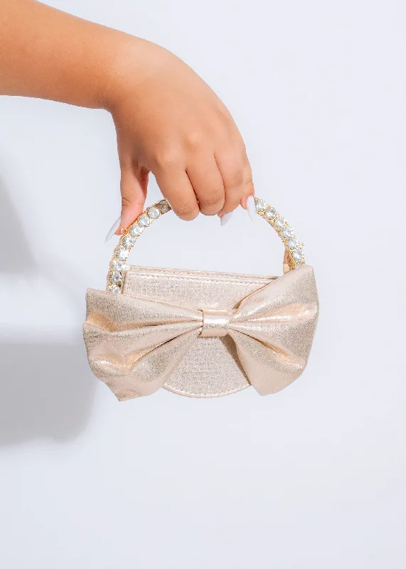 Sweetest Girl Bow Handbag Gold