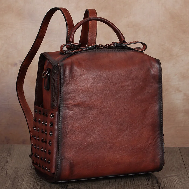Stylish Womens Genuine Leather Satchel Backpack Purse Cross Shoulder Bag for Women