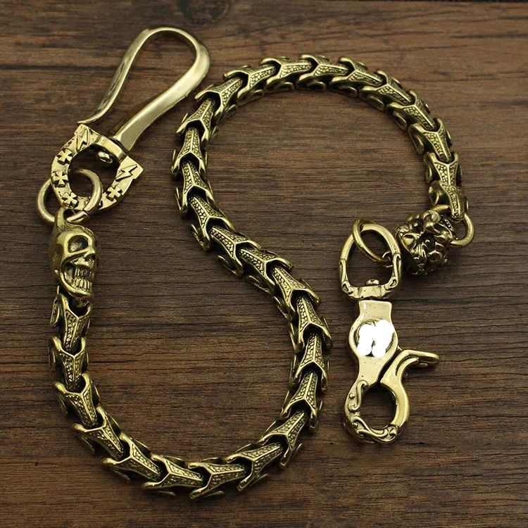 Badass Brass 18‘’ Copper Skull Chain Pants Chain Wallet Chain Motorcycle Wallet Chain for Men Badass Brass 18‘’ Copper Skull Chain Pants Chain Wallet Chain Motorcycle Wallet Chain for Men