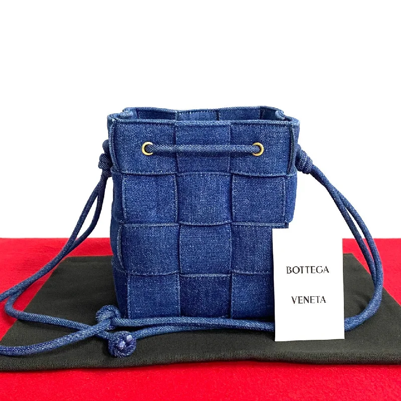 BOTTEGAVENETA Shoulder Bag denim blue Bucket bag small cassette Women Used Authentic