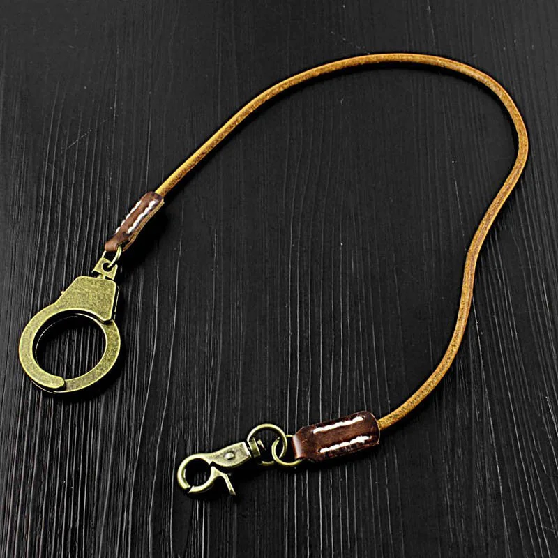 Badass Tan Leather Long Wallet Chain Cool Handcuff Punk Rock Biker Trucker Wallet Chain Trucker Wallet Key Chain for Men Badass Tan Leather Long Wallet Chain Cool Handcuff Punk Rock Biker Trucker Wallet Chain Trucker Wallet Key Chain for Men