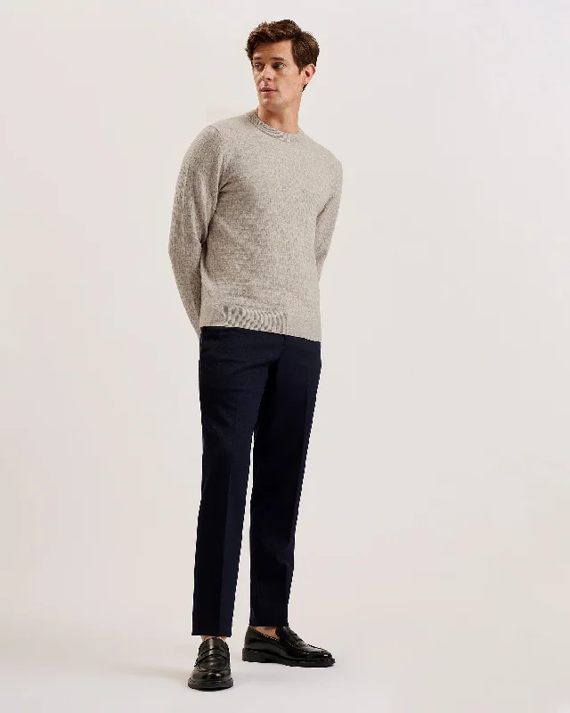 Loung Long Sleeve Diamond Stitch Crew Neck Taupe