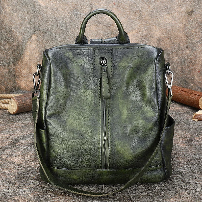Womens Genuine Leather Rucksack Backpack Purse Cross Shoulder Bag for Women