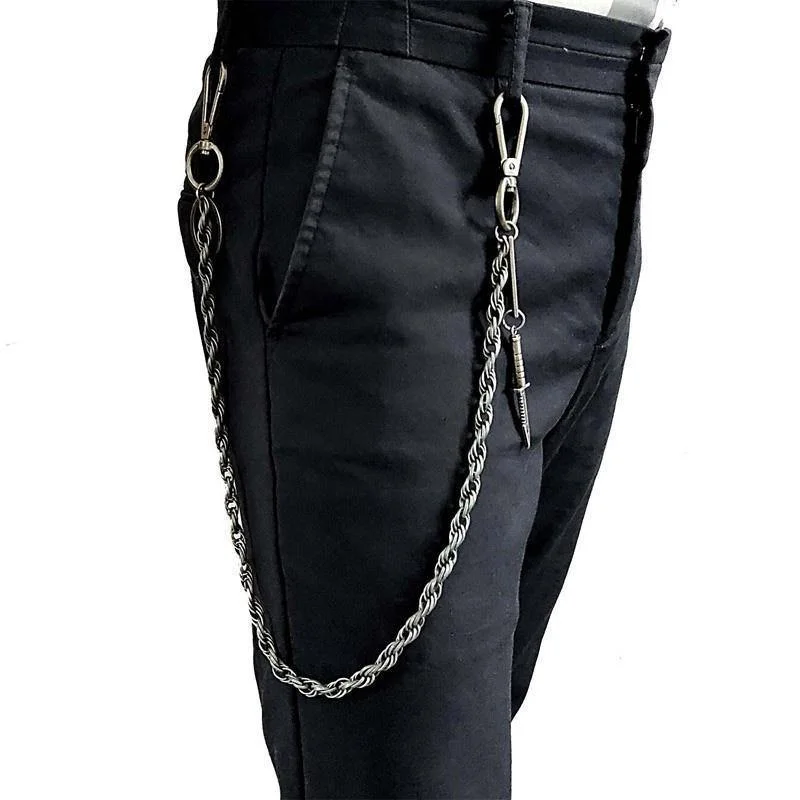 25'' Biker Wallet Chain Hunter Sword Long Pants Chain Silver Jeans Chain For Men