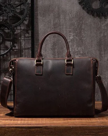 Cool Coffee Leather Mens Briefcase 15inch Laptop Bag Work Handbag Business Bag for Men Cool Coffee Leather Mens Briefcase 15inch Laptop Bag Work Handbag Business Bag for Men