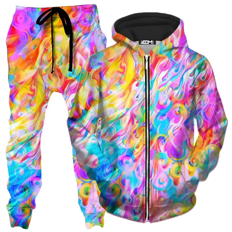 Blissful Drip Zip-Up Hoodie and Joggers Combo