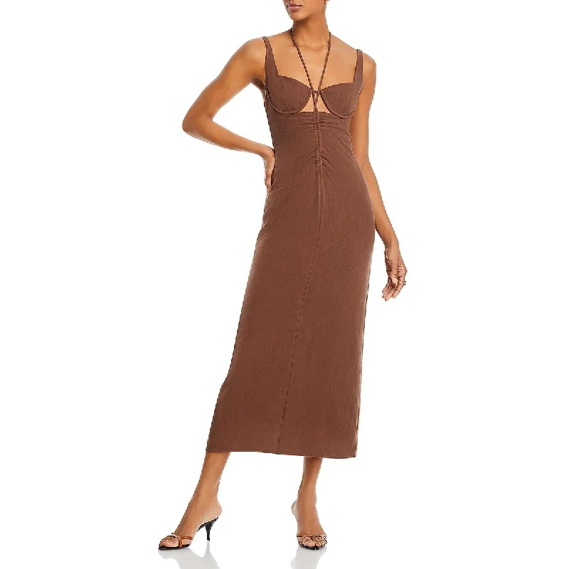 Fore Womens Cut-Out Tie-Neck Midi Dress
