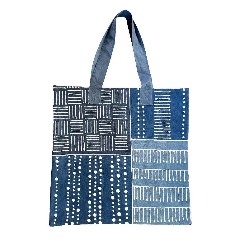 Tribal Cloth Indigo Collection - Patchwork Blue Tote Bag