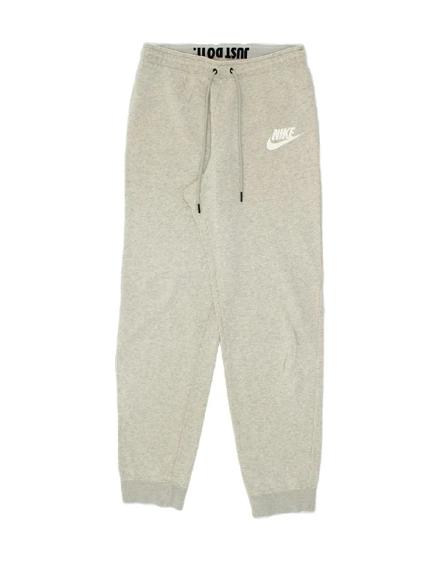 NIKE Womens Tracksuit Trousers Joggers UK 12 Medium  Grey Cotton
