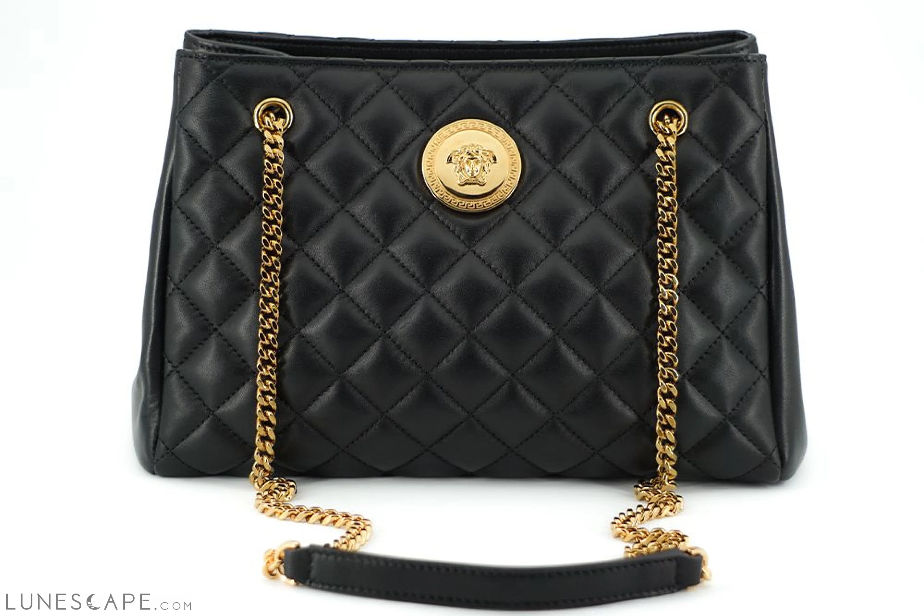 Versace Elegant Quilted Nappa Leather Tote Bag