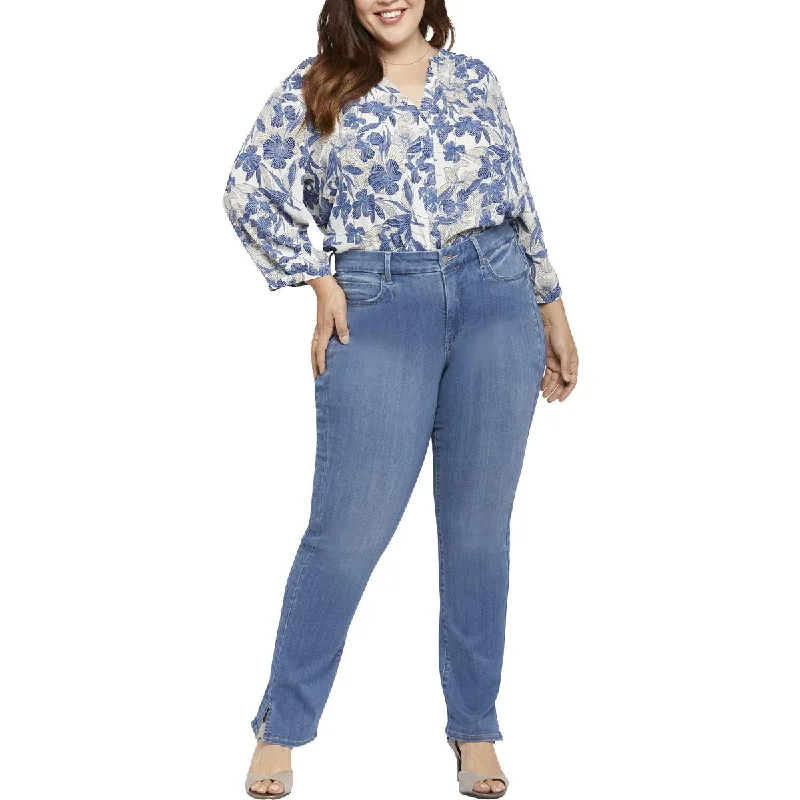 NYDJ Womens Plus Marilyn Lift Tuck Technology Stretch Straight Leg Jeans