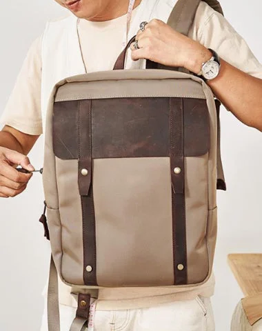 Canvas Leather Mens Backpack Canvas Khaki Travel Backpack Laptop Satchel Backpack for Men Canvas Leather Mens Backpack Canvas Khaki Travel Backpack Laptop Satchel Backpack for Men
