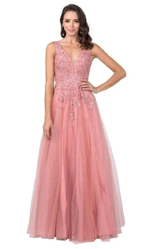 Aspeed Design - L2263 Beaded Glitter Tulle A-Line Dress